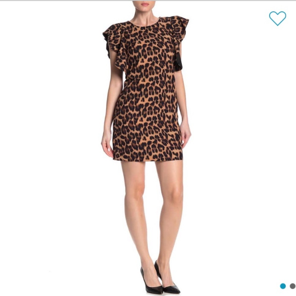 LAUNDRY BY S. SEGAL Leopard Flutter Sleeve Dress 10